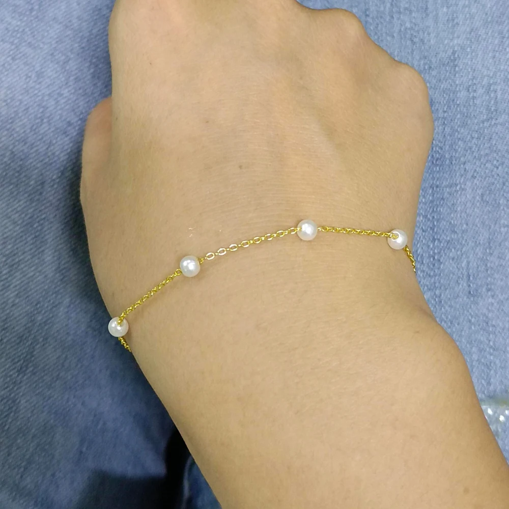 Mini Summer Pearl Bracelets For Women 925 Sterling Silver Adjustable Elegant Pearls Bangle Fine Wedding Banquet Jewelry