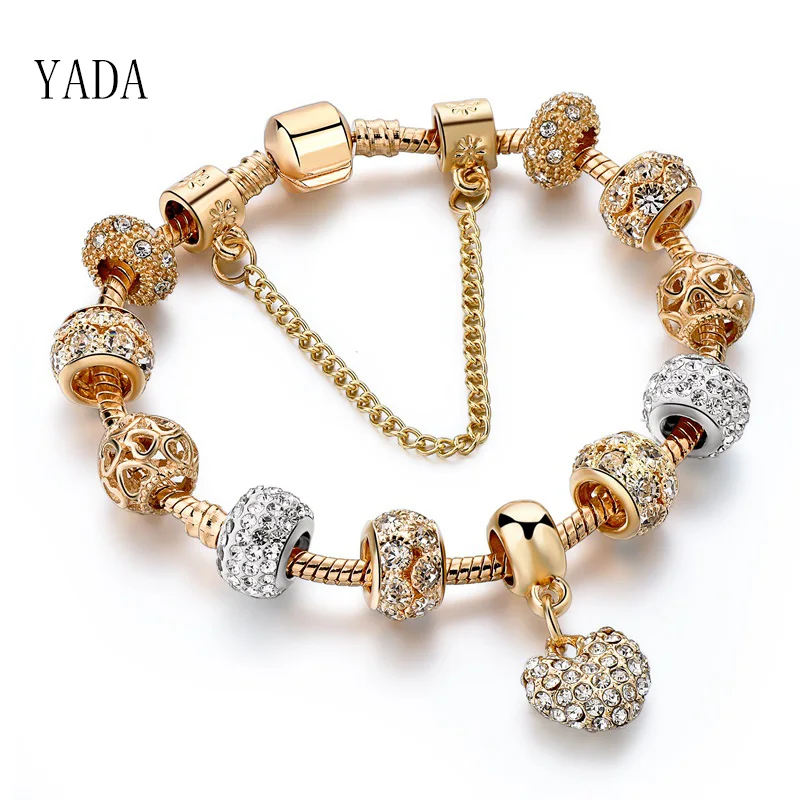 Gifts INS Fashion gold heart Bracelets&Bangles For Women Hot Chain Bracelets Charm Crystal Jewelry Trendy Bracelet BT200176