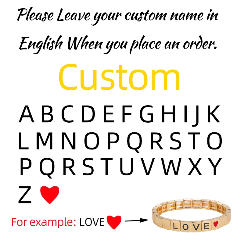 Personalized Custom Name Bracelet for Women Gold Color Metal Square Bead Letter Bracelets Handmade Jewelry Mom Couple Gifts