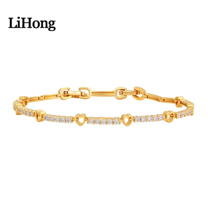 Gold Plated 24K Gold Heart Bracelet For Woman Wedding Christmas Birthday GiftProduct sellpoints