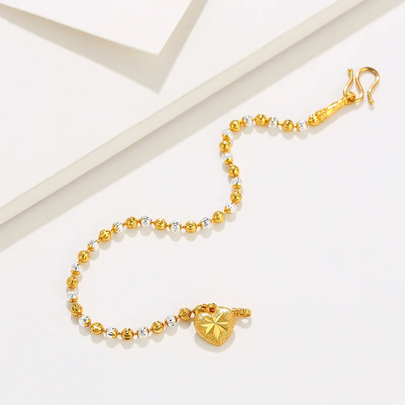 Gold Plated 24K Gold Heart Bracelet For Woman Wedding Christmas Birthday GiftProduct sellpoints