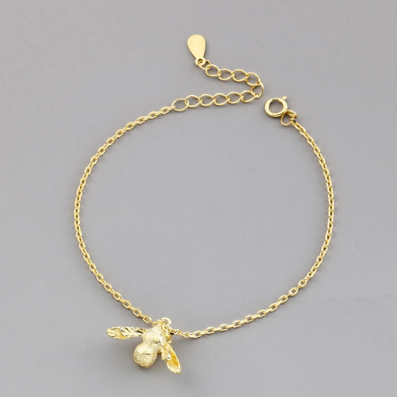 Fashion Jewelry Beautiful 925 Sterling Silver Bracelets Bees Gold Simple Personality Sweet Bracelets