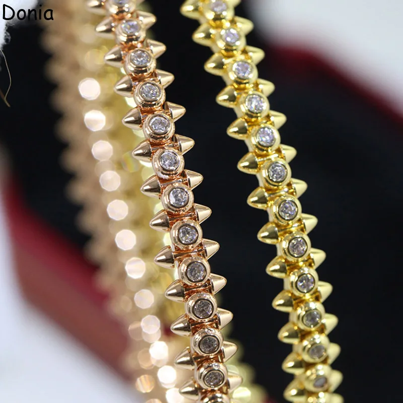 Donia jewelry new European and American fashion rivets titanium steel micro-set AAA zircon luxury retro bracelet