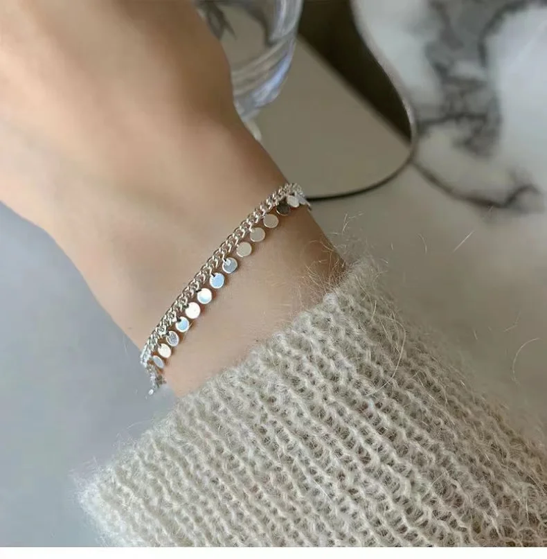 Fashion 925 Sterling Silver Geometric Shape Bracelet Simple Charm Bracelet Party Gift For Women Fine Jewelry Free Shipping