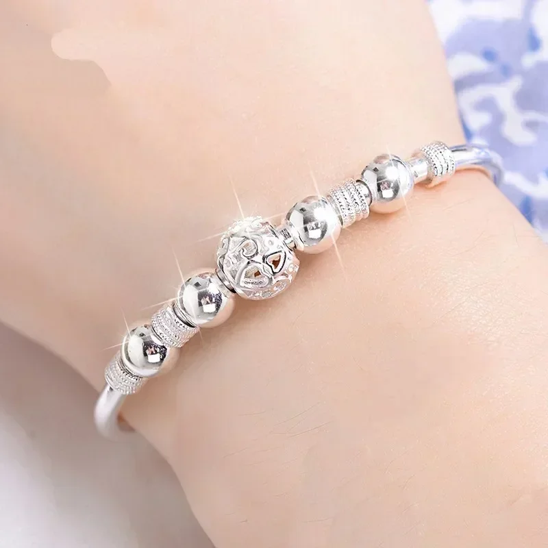 925 Sterling Silver Bracelet Double Layer Pearl Bracelet for Women Girl Vintage Luxury Design Bead Korean Jewelry Charm Bracelet