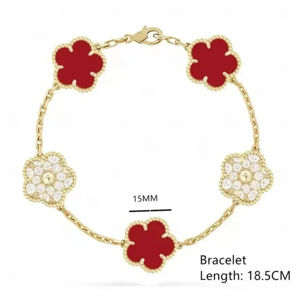 S925 Silver Bracelet for Women Man Fashion Jewelry Plating K Gold Four Leaf Clover Luxury Brand Couple Chain Wholesale