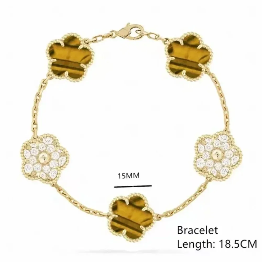 S925 Silver Bracelet for Women Man Fashion Jewelry Plating K Gold Four Leaf Clover Luxury Brand Couple Chain Wholesale