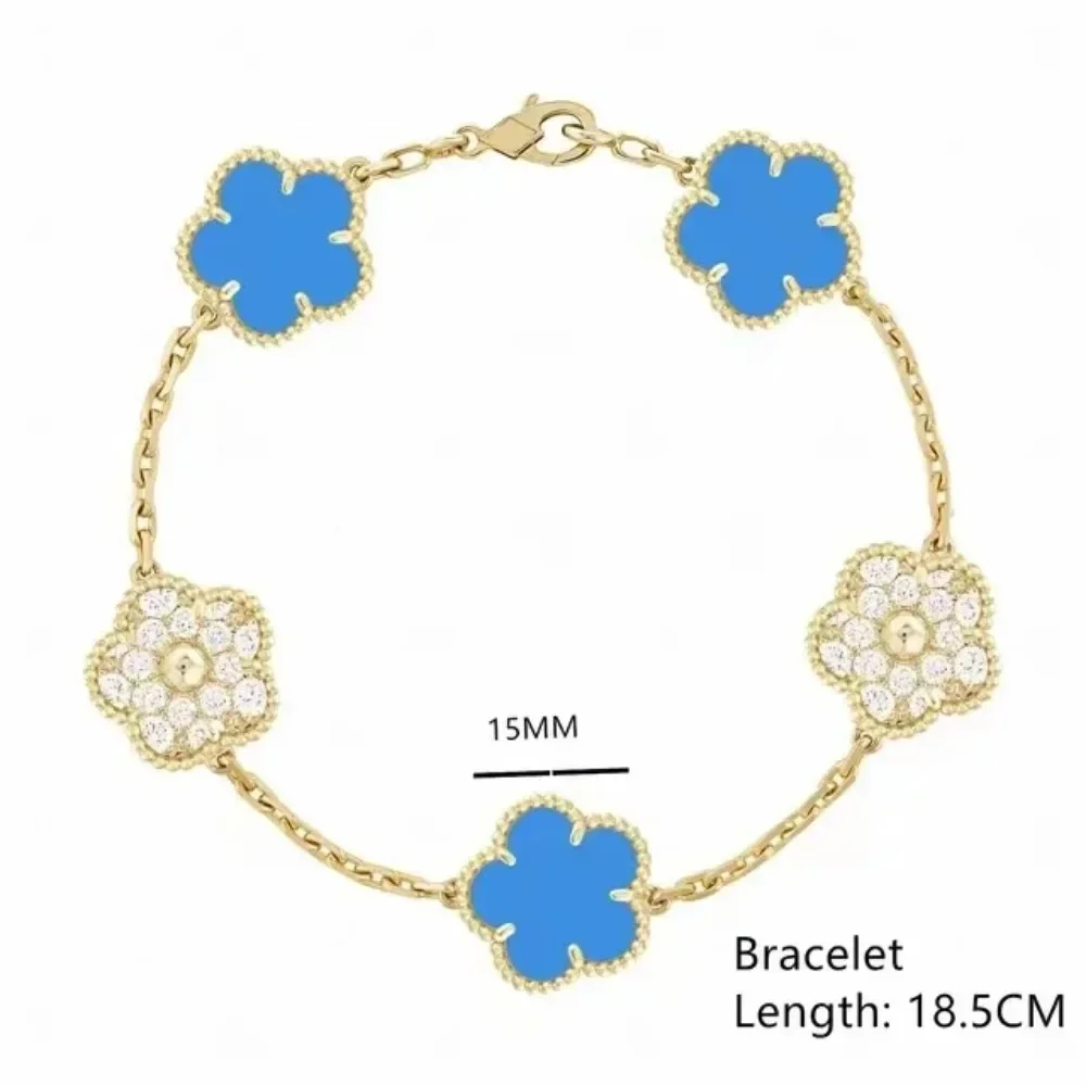 S925 Silver Bracelet for Women Man Fashion Jewelry Plating K Gold Four Leaf Clover Luxury Brand Couple Chain Wholesale