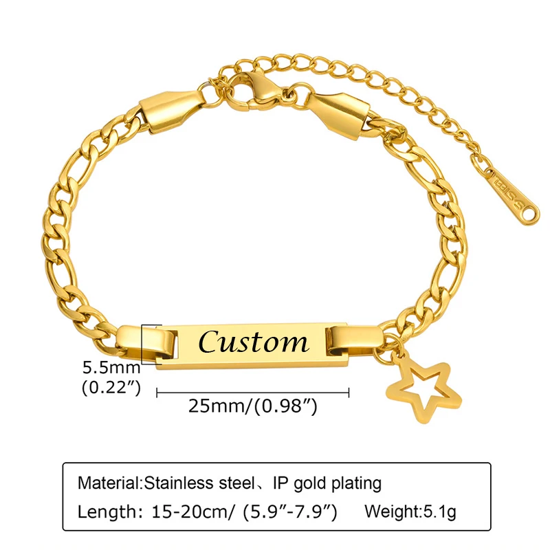 Personalized Date Name Bracelet for Baby Gift Custom Stainless Steel Gold Color Boy Girls Family Jewelry Cadeau Personnalisé