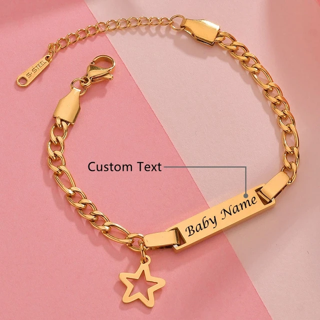 Personalized Date Name Bracelet for Baby Gift Custom Stainless Steel Gold Color Boy Girls Family Jewelry Cadeau Personnalisé