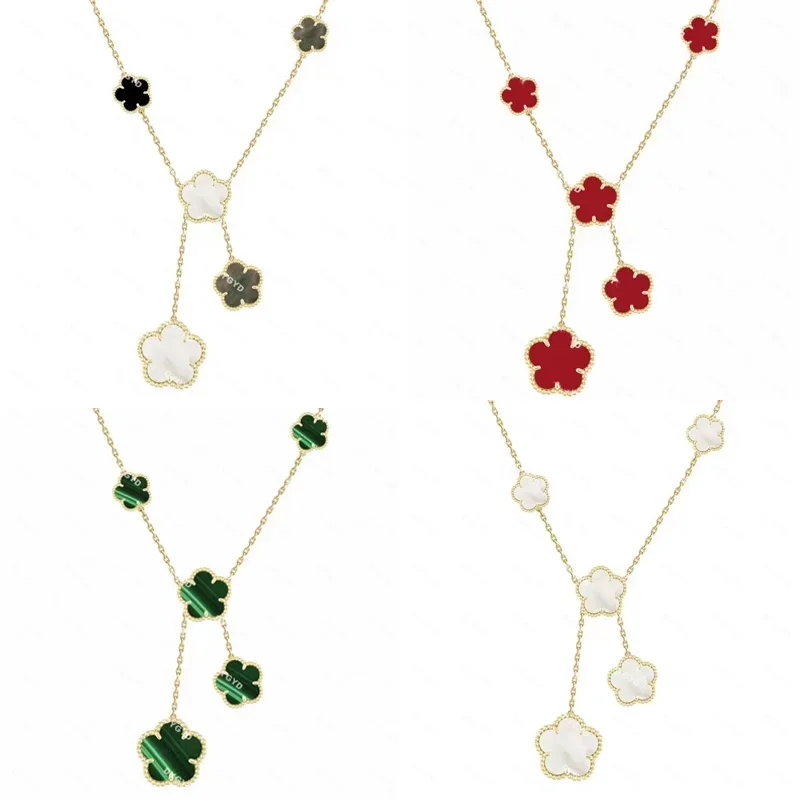 Hot Selling Natural Gemstones 925 Silver Clover Four Leaf/Five Leaf Necklace Sweater Chain For Women Party Jewelry Free Shipping