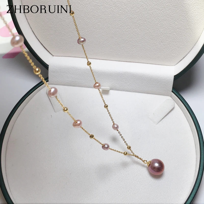 Babysbreath Big Round Pearl Pendant 100% Real Natural Freshwater Pearl Necklace 18K Gold Plating Jewelry Woman