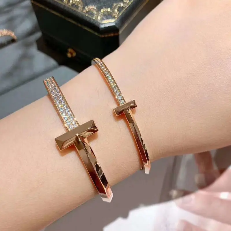 1: 1 Tiff 925 Silver Narrow Edition Classic Fashion Exquisite High Quality Zircon Bracelet Women's Boutique Bracelet Jewelry Bes