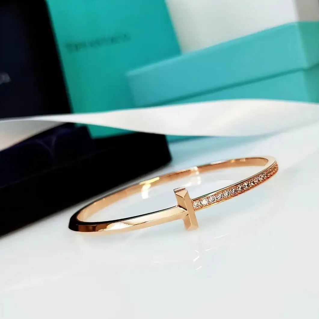 1: 1 Tiff 925 Silver Narrow Edition Classic Fashion Exquisite High Quality Zircon Bracelet Women's Boutique Bracelet Jewelry Bes