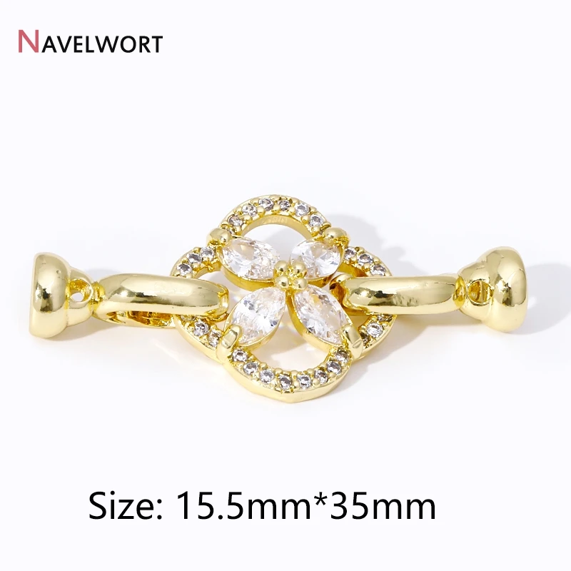 18K Gold Plated Brass Connector Fasteners Flower Closure Lock Clasps DIY Bracelet Necklace Making Supplies,Jewelry Materials