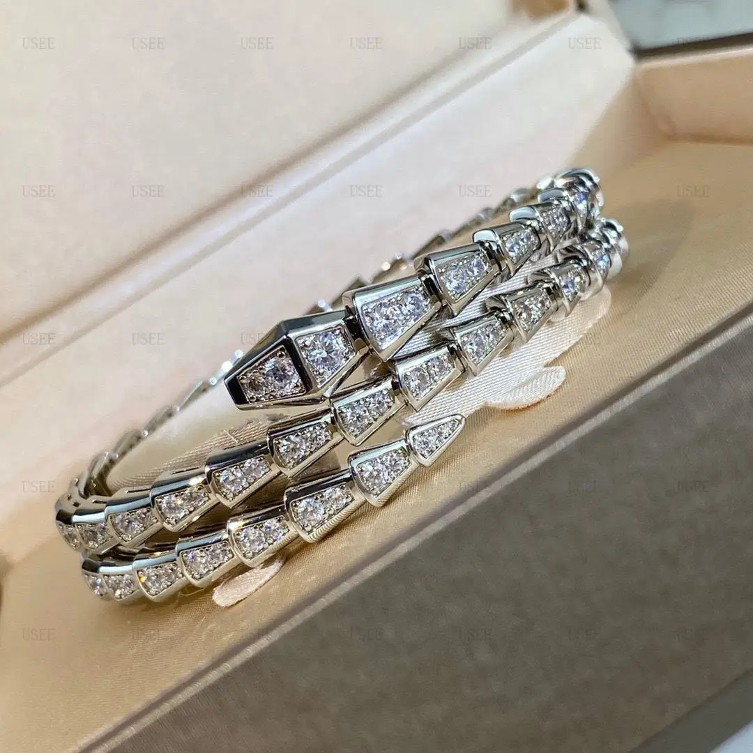 Europe And America Hot Selling Simple Fashion Women's Popular Bangle Luxury Jewelrydouble Circle Snake Shape Bracelet  Gift