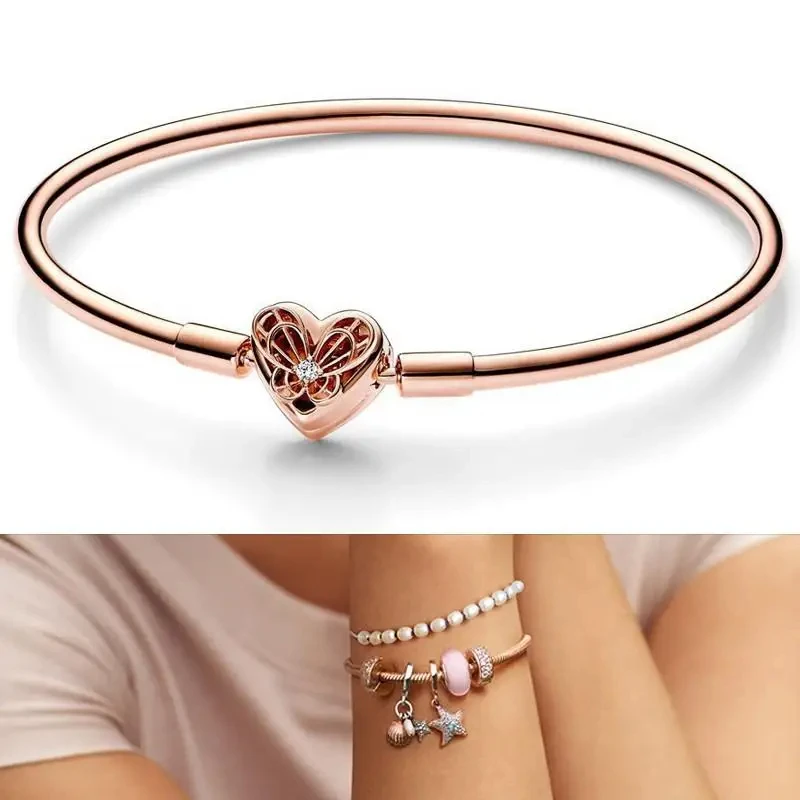 Popular Women's Exquisite Jewelry 925 Pure Silver Gold Love Daisy Snake Bone Bracelet DIY Charming Jewelry Fashion Light Luxury