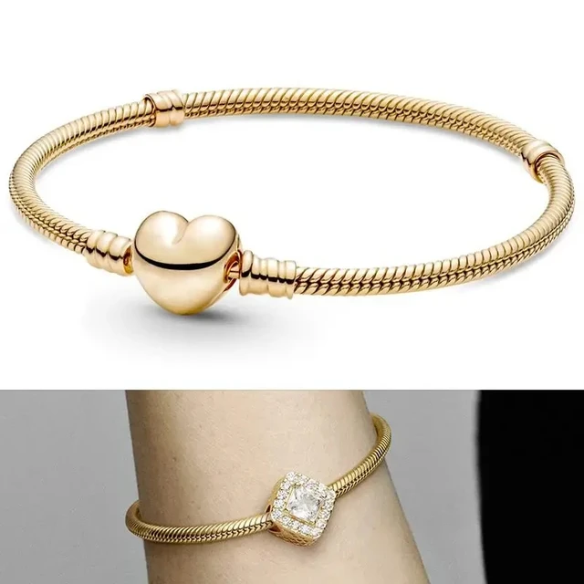 Popular Women's Exquisite Jewelry 925 Pure Silver Gold Love Daisy Snake Bone Bracelet DIY Charming Jewelry Fashion Light Luxury