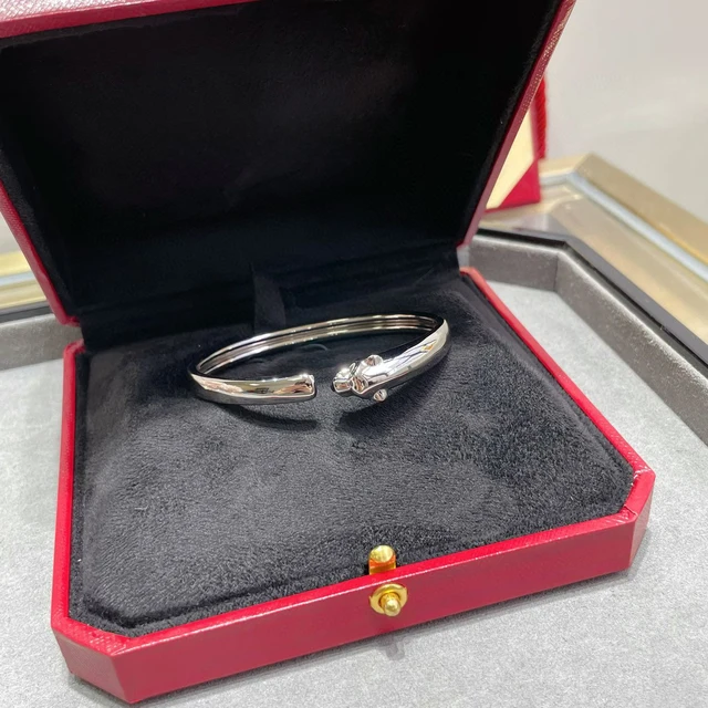 Hot Brand Vintage Diamond Bracelets Luxury Jewelry For Women Diamond Designer Bangle 925 Sterling Silver Leopard Lady Bracelet