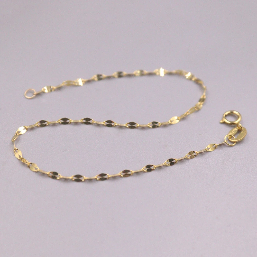 Au750 Pure Solid 18K Yellow Gold Women Bracelet Lip Link Chain 17.5cmL
