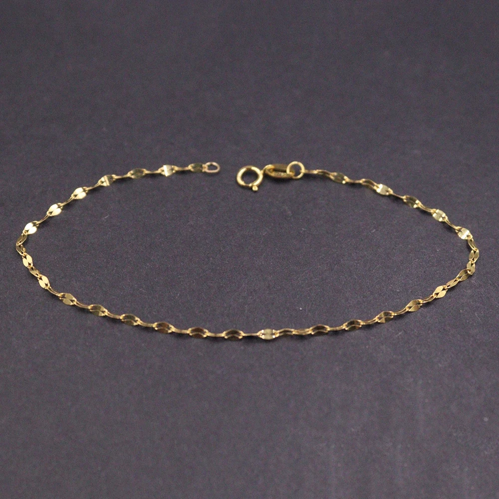 Au750 Pure Solid 18K Yellow Gold Women Bracelet Lip Link Chain 17.5cmL