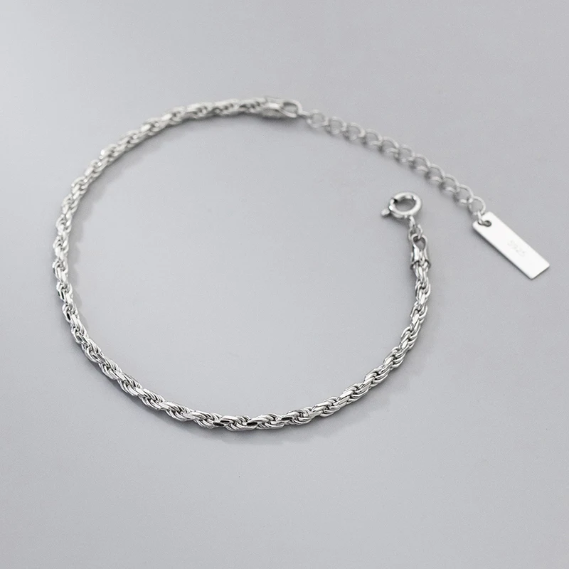INZATT Real 925 Sterling Silver Woven Chain Chain Bracelet for Women Classic Fine Jewelry Minimalist Accessories