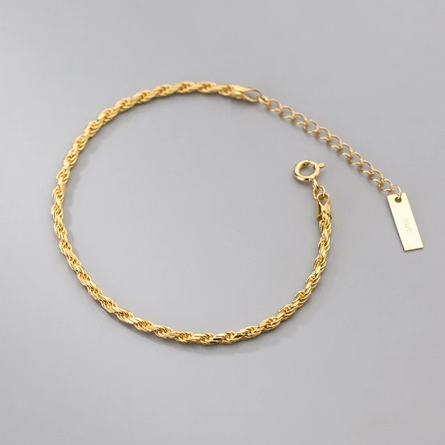 INZATT Real 925 Sterling Silver Woven Chain Chain Bracelet for Women Classic Fine Jewelry Minimalist Accessories