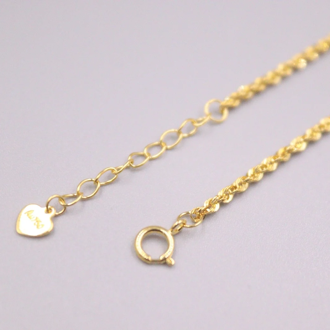 Au750 Real 18K Yellow Gold Bracelet For Women 1.8mm Twist Rope Link Chain 15.5cm add 2.5cm Extender