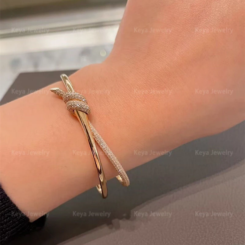 Fashion Design S925 Sterling Silver Knot Bracelet for Women Elegant Luxury Brand High end Jewelry Party Gift