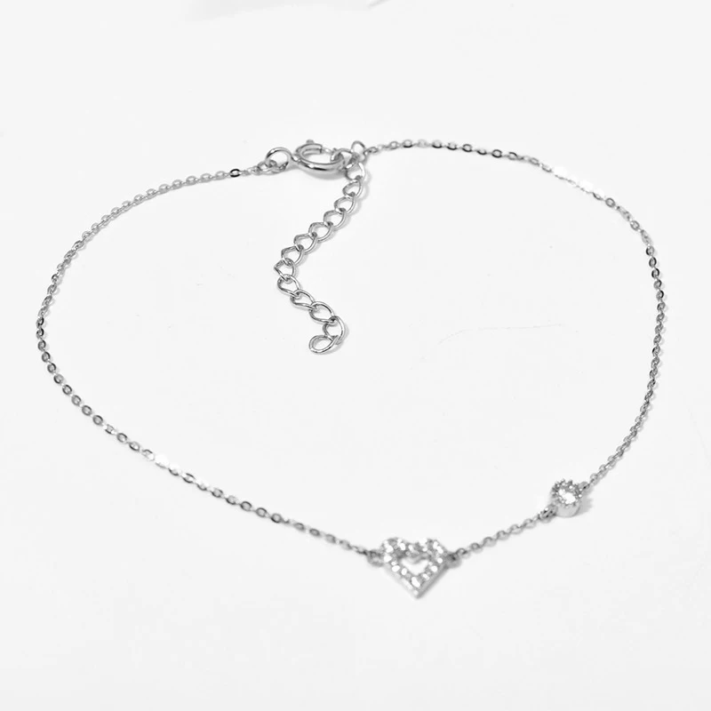 INZATT Real 925 Sterling Silver Zircon Heart Chain 14K Gold Charm Bracelet For Women Cute Fine Jewelry Minimalist Accessories