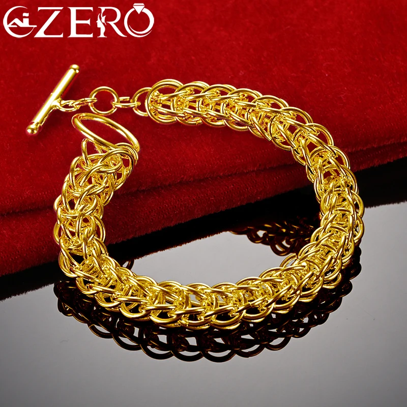 ALIZERO 24K Gold Multi Circle Bracelet Chain For Women Man Charm Wedding Party Fashion Jewelry Gifts