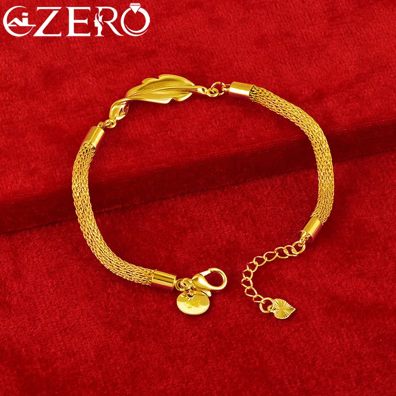 ALIZERO 24K Gold Leaf Network Chain Bracelet For Women Fashion Wedding Party Accessories Charm Jewelry Christmas Gift