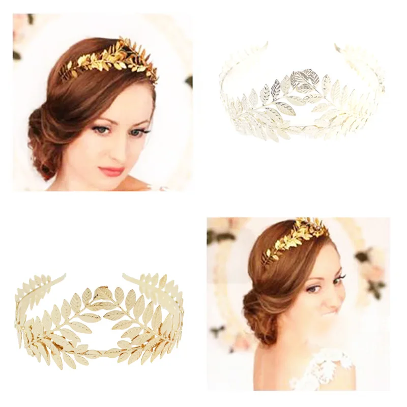 Leaf Style Wedding Party Crown Bridal Tiara Vintage Bride Hair Hoop Golden/Sliver Bride Head Accessories Women Jewelry Hairband