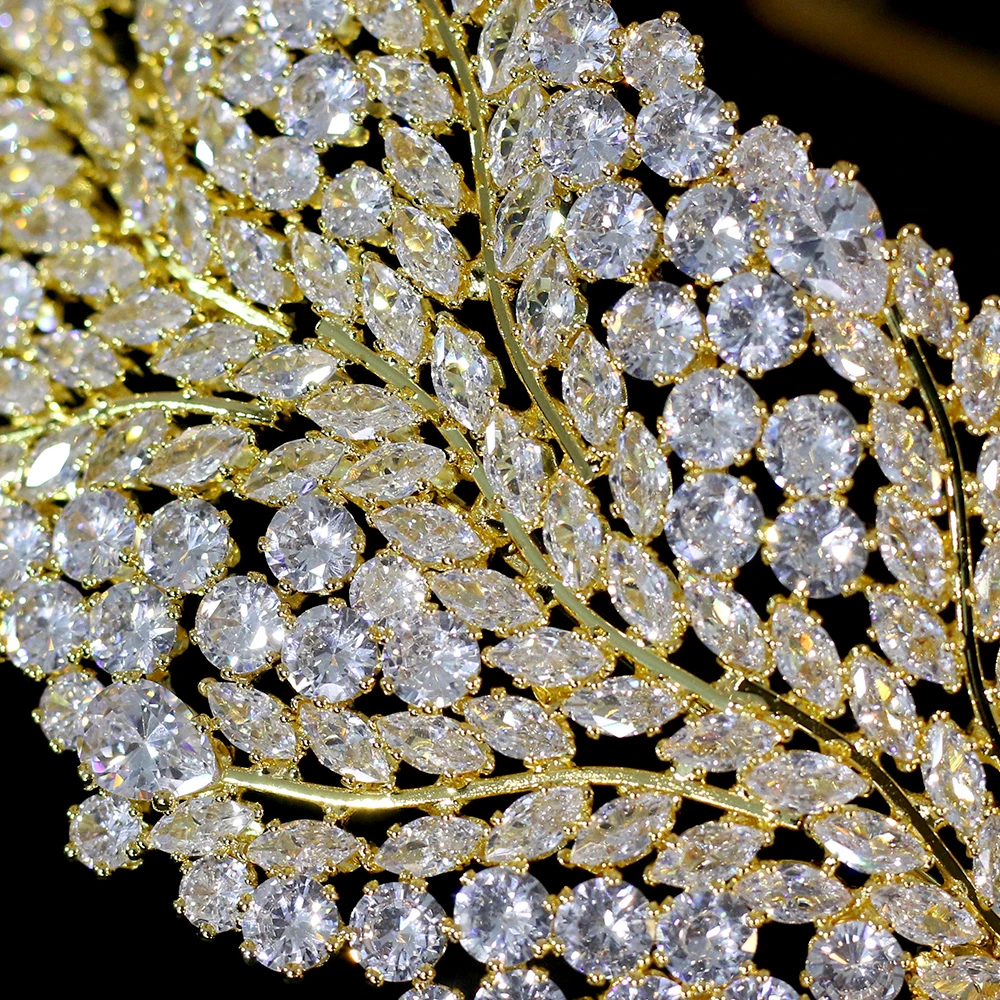 Crystal Cubic Zirconia Crown Wedding Hair Accessories CZ Headband Flower Tiara Beauty Dubai Bride JewelryProduct sellpo