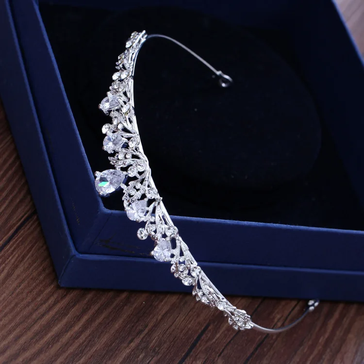 Fashion Zircon Bridal Tiara Headpiece Silver Color Crystal Wedding Crown Hair Accessories Women Birthday Party Rhinestone Crowns