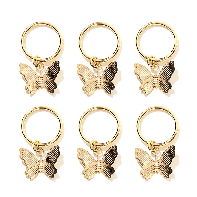 6Pcs Butterfly Star Pendant Hair Clip For Women Braid Trendy Metal Rings DIY Western Style Accessories Girls Headdress Tocado