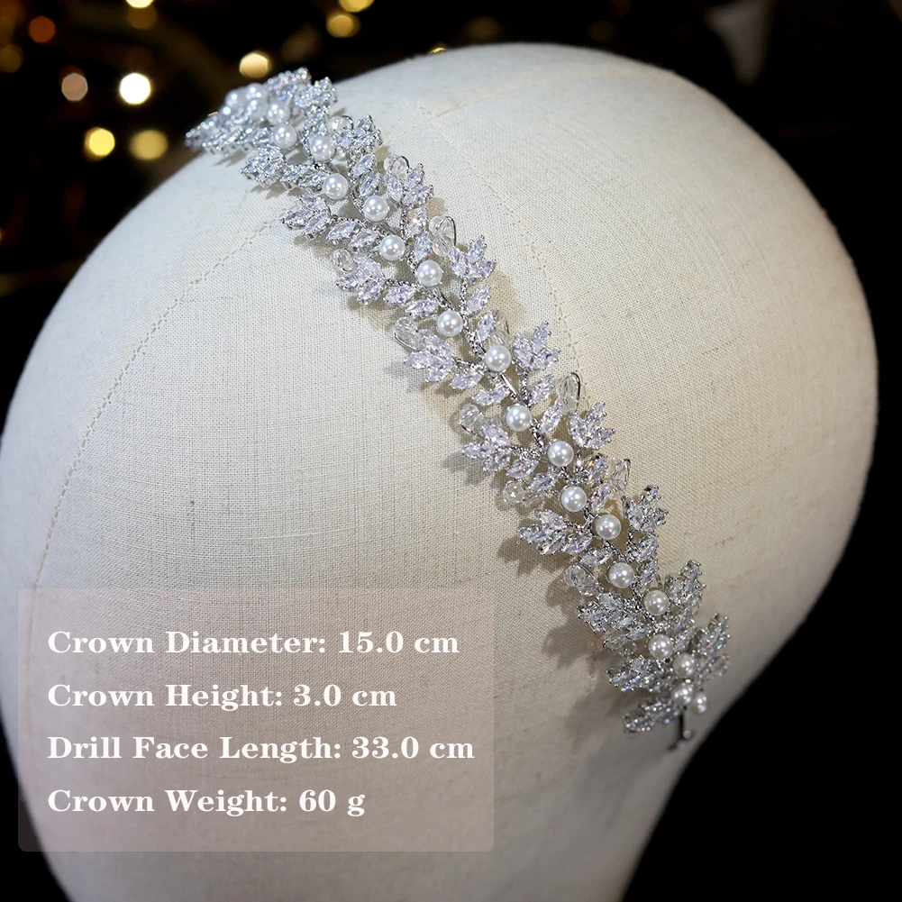 Crystal Pearl Hairbands Fashion Bridal Tiara Crowns Wedding Hair Accessories CZ Headwear Bridesmaid Headband Jewelry