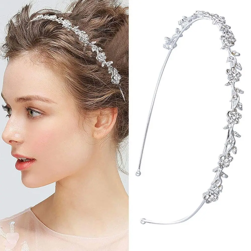 Crystal Rhinestone Headband Pearls Hairband for Women Bridal Wedding Tiara Hair Accessories Crown Headband Headwear Hair Jewelry