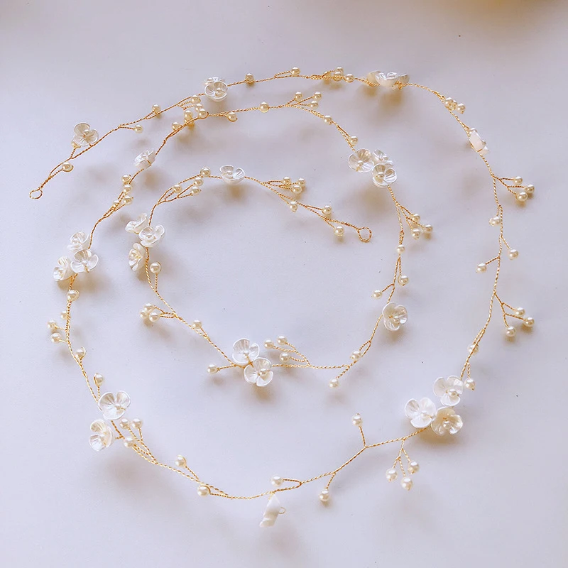 Handmade Shell Pearl Flower Bride Wedding Wedding Hairband Crystal Headband Wedding Hair Accessories Handmade Flower Pearl