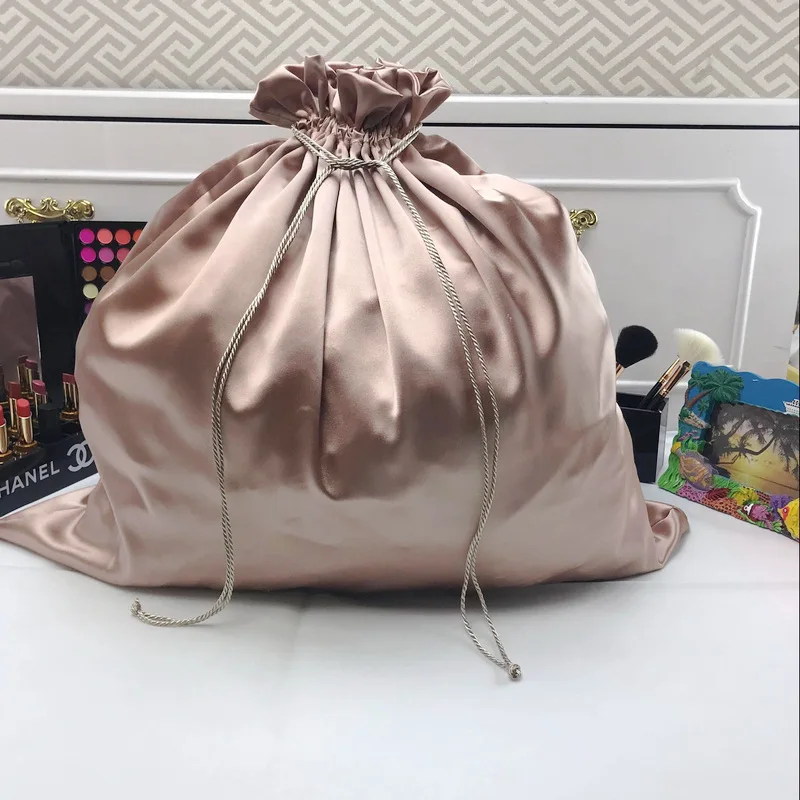 Silk Satin Bags Packaging Jewelry Hair Smooth Luxurious Satin Drawstring Pouch Shoe Gift Cloth Wrappling Sachet Coffee Champagne