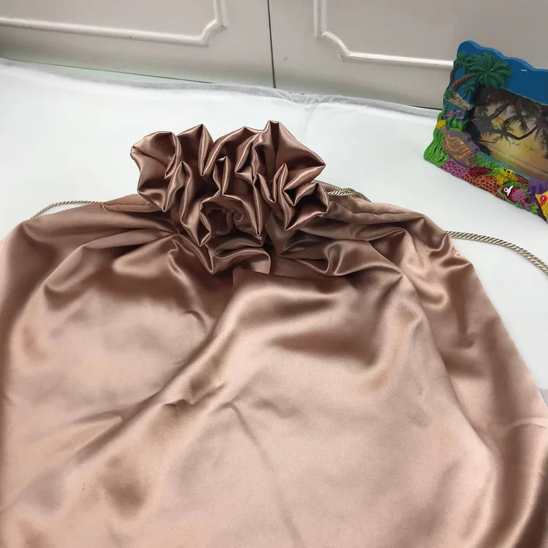 Silk Satin Bags Packaging Jewelry Hair Smooth Luxurious Satin Drawstring Pouch Shoe Gift Cloth Wrappling Sachet Coffee Champagne