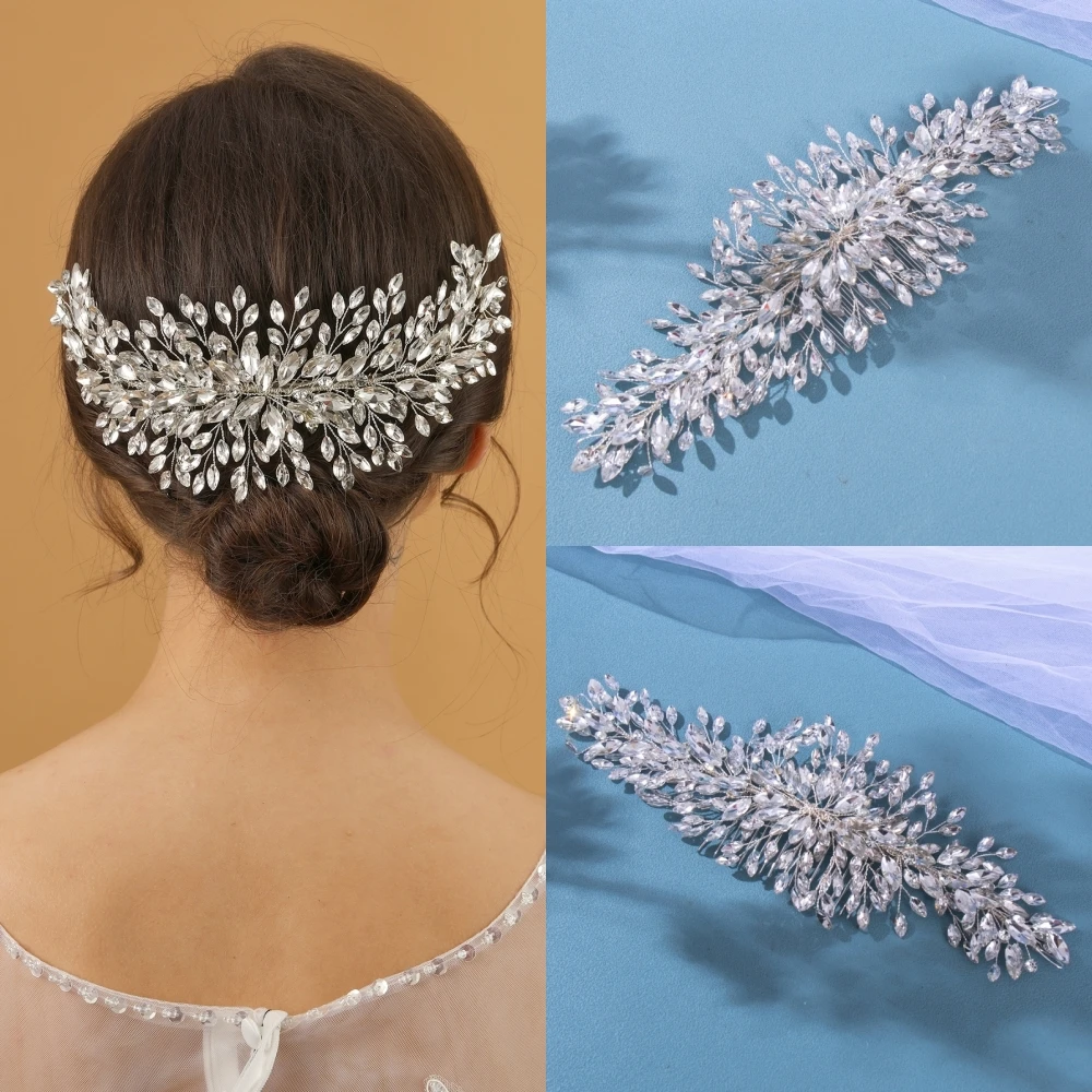 Luxury Crystal Hair Comb Headband Hairband Tiara For Women Bride Rhinestone Bridal Wedding Hair Accessories Jewelry Headband