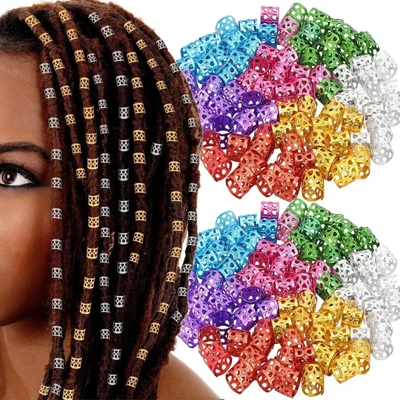 100/500pcs Dreadlocks Beads Hair Braid Rings Clips Dread Locks Hair Braiding Metal Cuffs Rings Decoration Accessories Jewelry