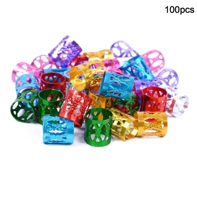 100/500pcs Dreadlocks Beads Hair Braid Rings Clips Dread Locks Hair Braiding Metal Cuffs Rings Decoration Accessories Jewelry