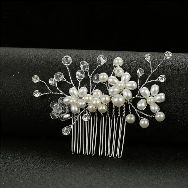 Wedding Hair Comb Bridal Hair Ornaments Crystal Pearl Beaded Hair Clip Hair Accessories Handmade Women Tiara Bridal Hairpins