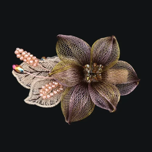 Fashion Luxury Weaving Flower Hairpin Bride Hair Accessories for Women Elegant Horsetail Spring Clip Headwear Mom jewelry Tiara