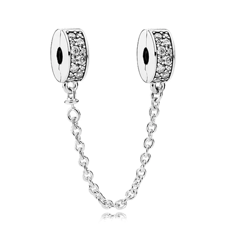 Real 925 Sterling Silver Stars & Moon Sunflower Safety Chains Spacer Beads Charms Fit Pandora 925 Original Bracelets DIY Jewelry