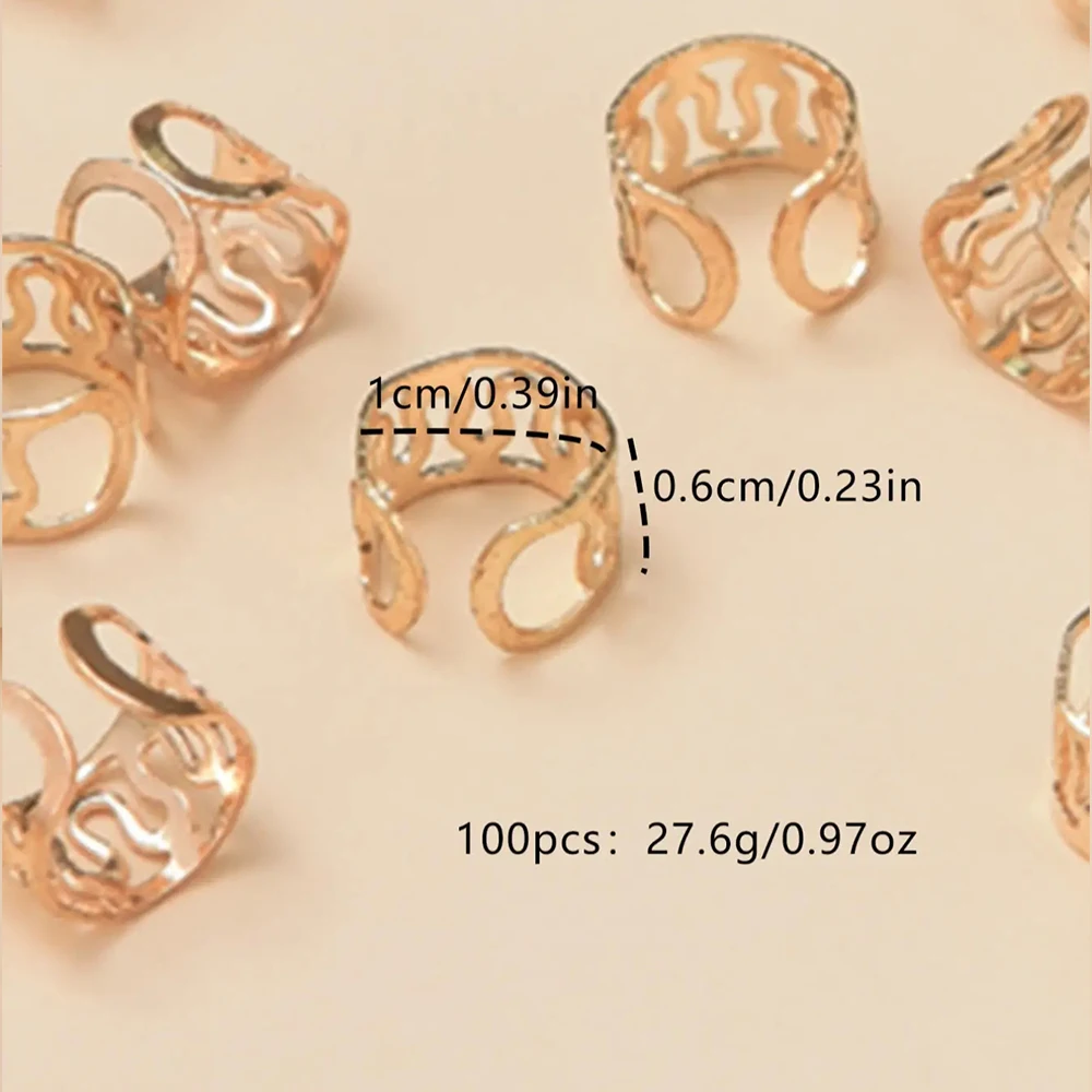100pcs Set Vintage Hair Clip Ethnic Style Hollowed Out Hair Curler Alloy Circular Hair Loop Coil Hair Spring Snake Shaped