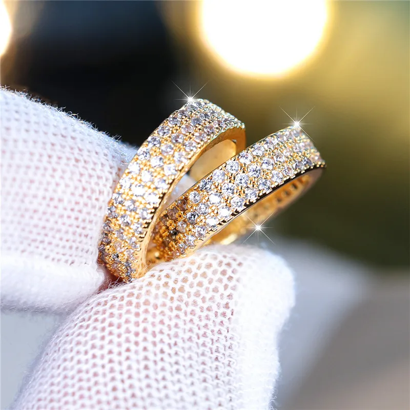 Cute Female White Zircon Stone Clip Earrings Charm Yellow Gold Color Wedding Jewelry For Women