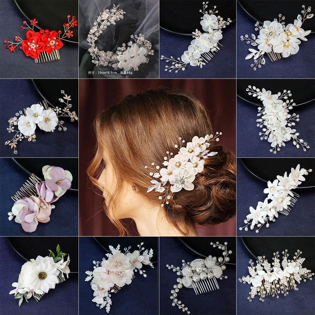 Elegant Crystal Pearl Flower hair clips Wedding Accessories Hair Comb Bridal  tiara hair accessories for women